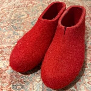 Red Felted Wool Slippers/Shoes